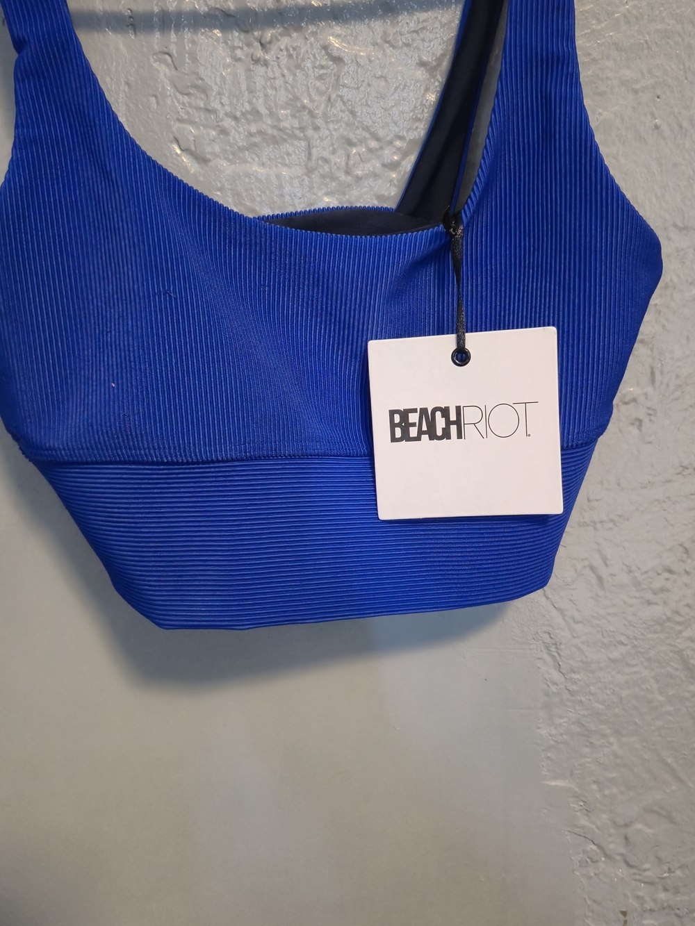Beach Riot Electric Blue Ribbed Crop Top And Leggings